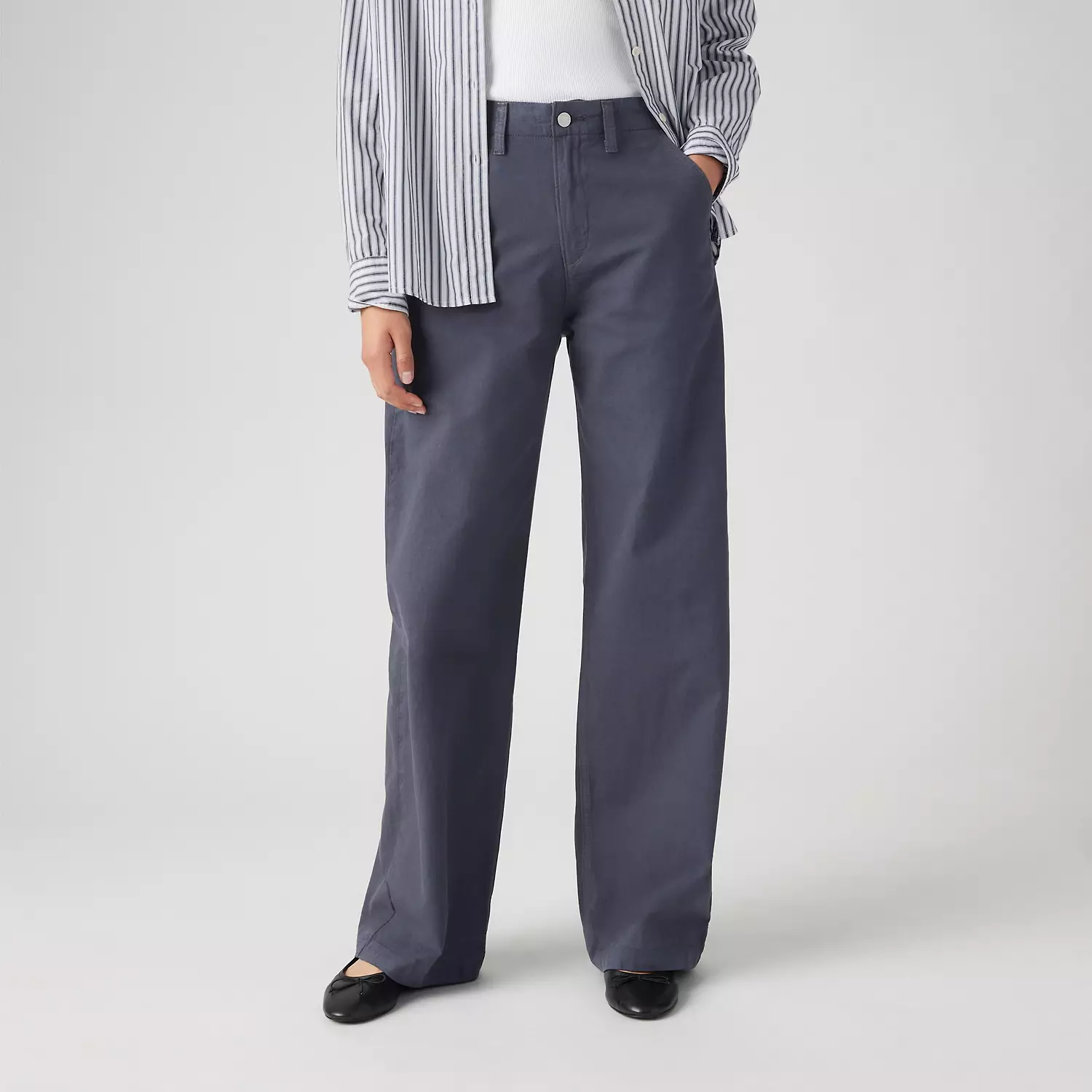 Легкие прямые женские брюки 90-х годов Levi's, цвет Breezy India Ink - Blue — фото 2
