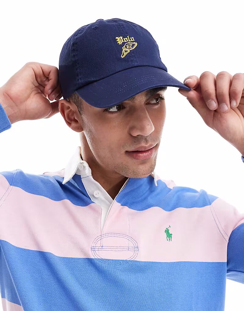 

Бейсболка из твила с логотипом Polo Ralph Lauren P-wing темно-синего цвета