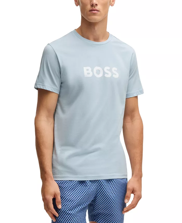 

Мужская хлопковая футболка с защитой от ультрафиолета SPF 50+ Hugo Boss, синий