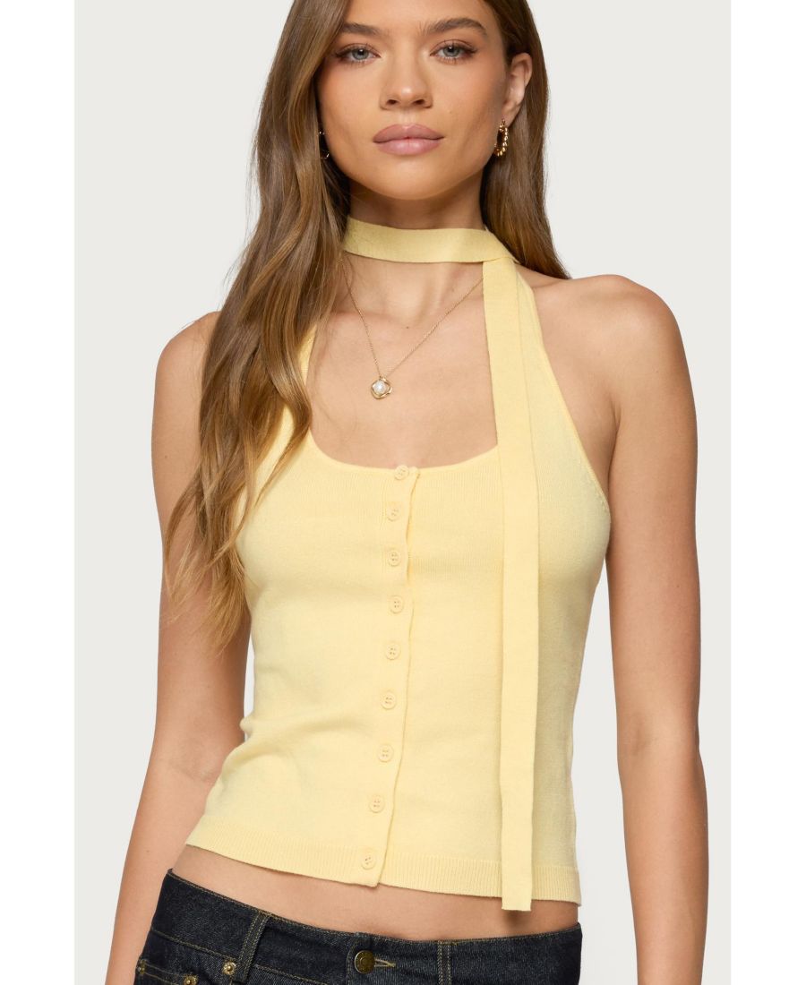 

Женский вязаный топ-халтер из двух частей Edikted, Yellow