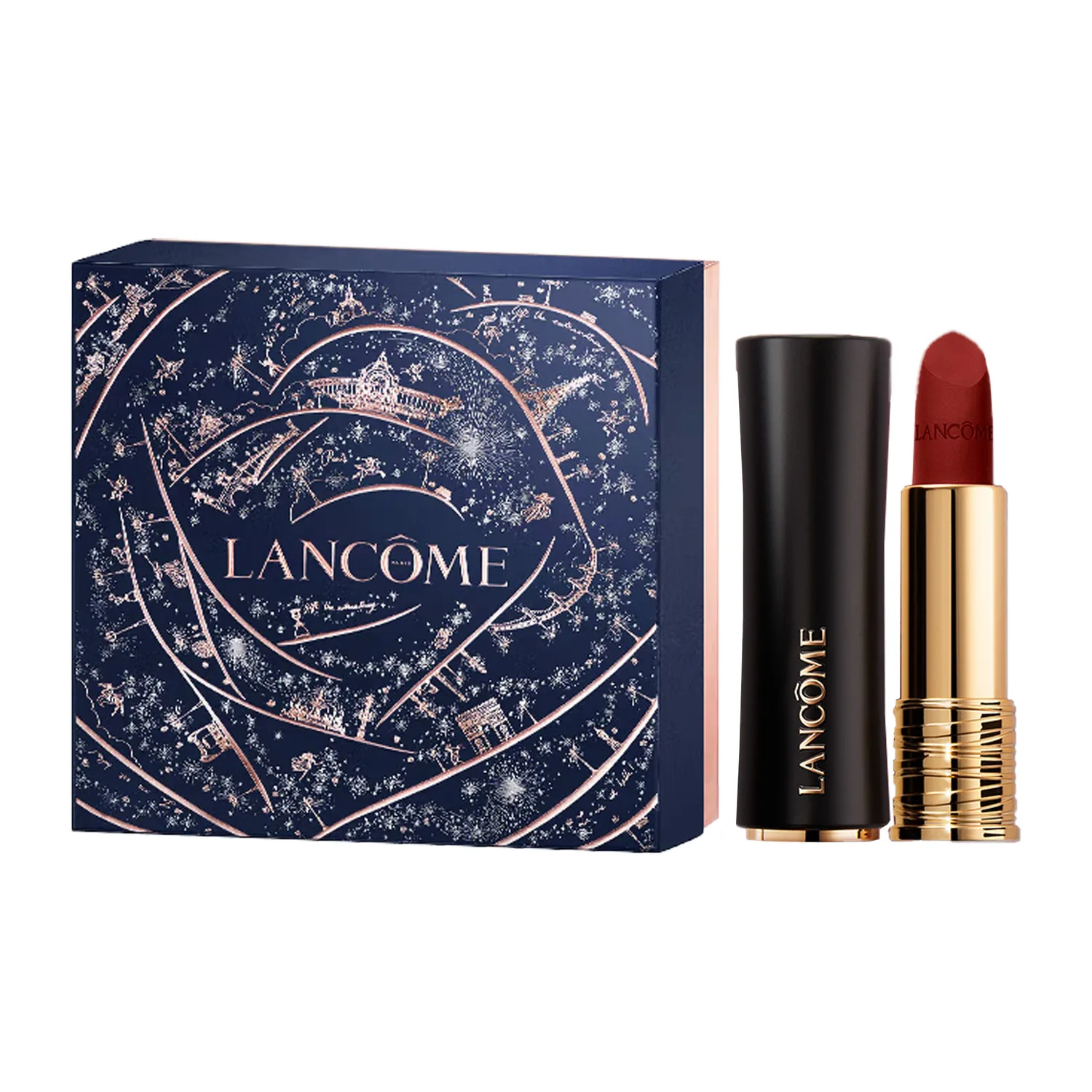 LANCOME Блеск для губ Pure Black Tube, матовый, Paris Night Box Limited Edition, 3,4 г, #296 Addictive Red