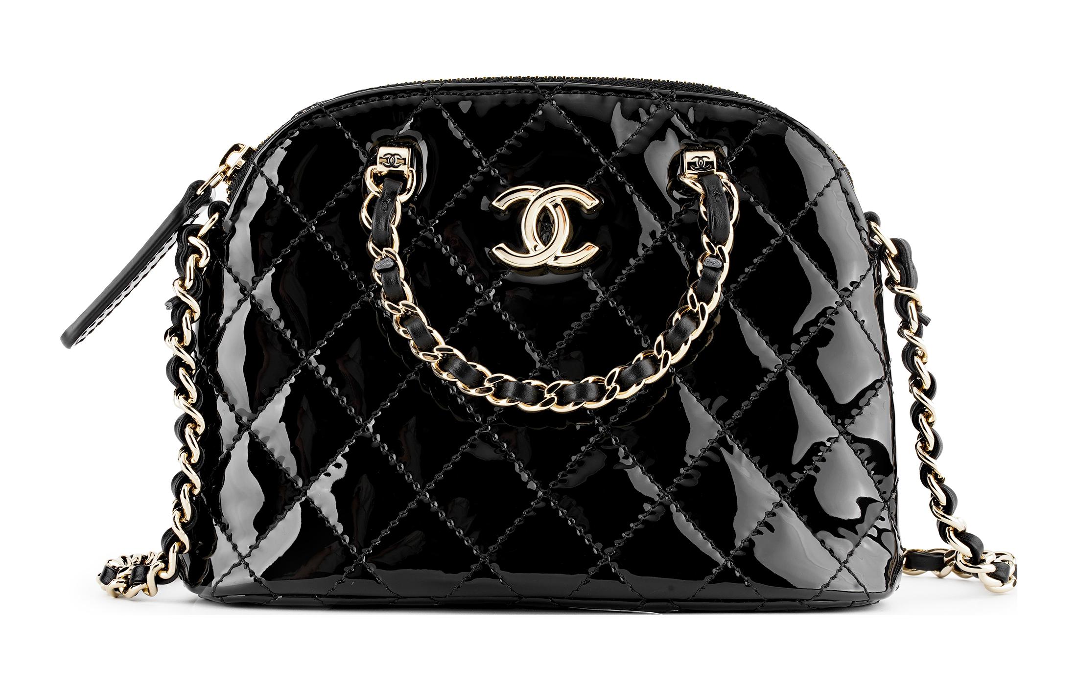 

CHANEL Женская сумка-клатч из лакированной телячьей кожи на одно плечо, черная