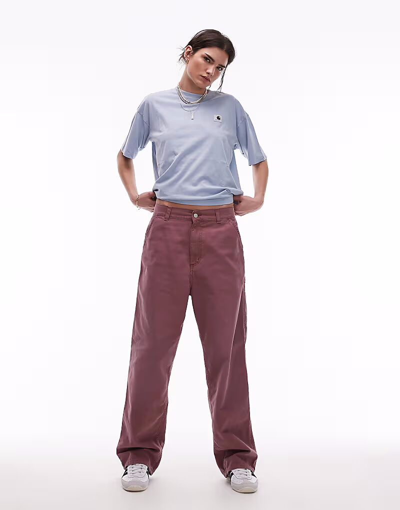 

Джинсы свободного кроя Carhartt WIP brandon с одним коленом в пыльно-розовом цвете