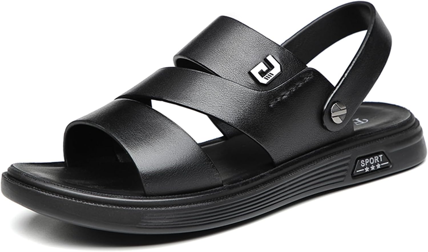 

Мужские летние повседневные кожаные сандалии Abborora с открытым носком, удобные регулируемые пляжные туфли для рыбалки и прогулок на улице, 7