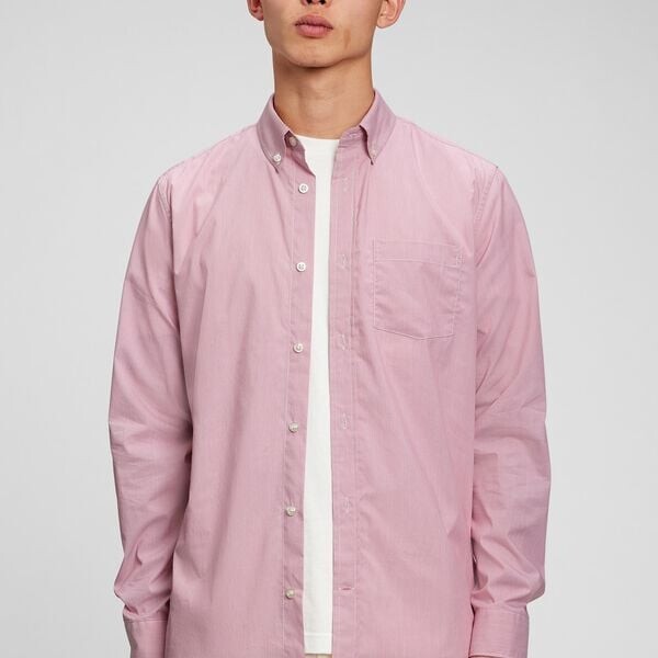 

Рубашка regular-fit с эффектом складок Gap, розовый
