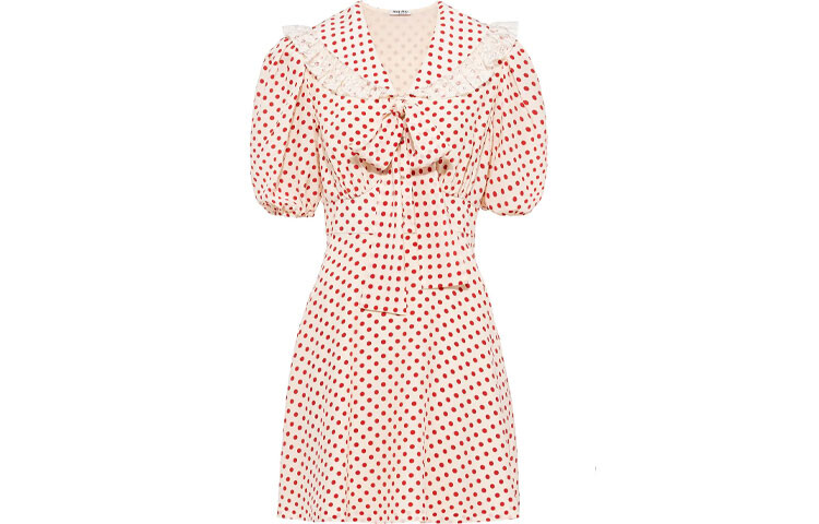 

Платье с короткими рукавами женское красное Miu Miu
