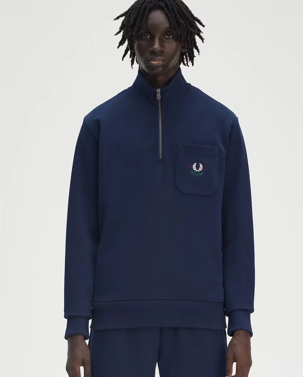 

Мужская толстовка на молнии с графическим логотипом Fred Perry, синий