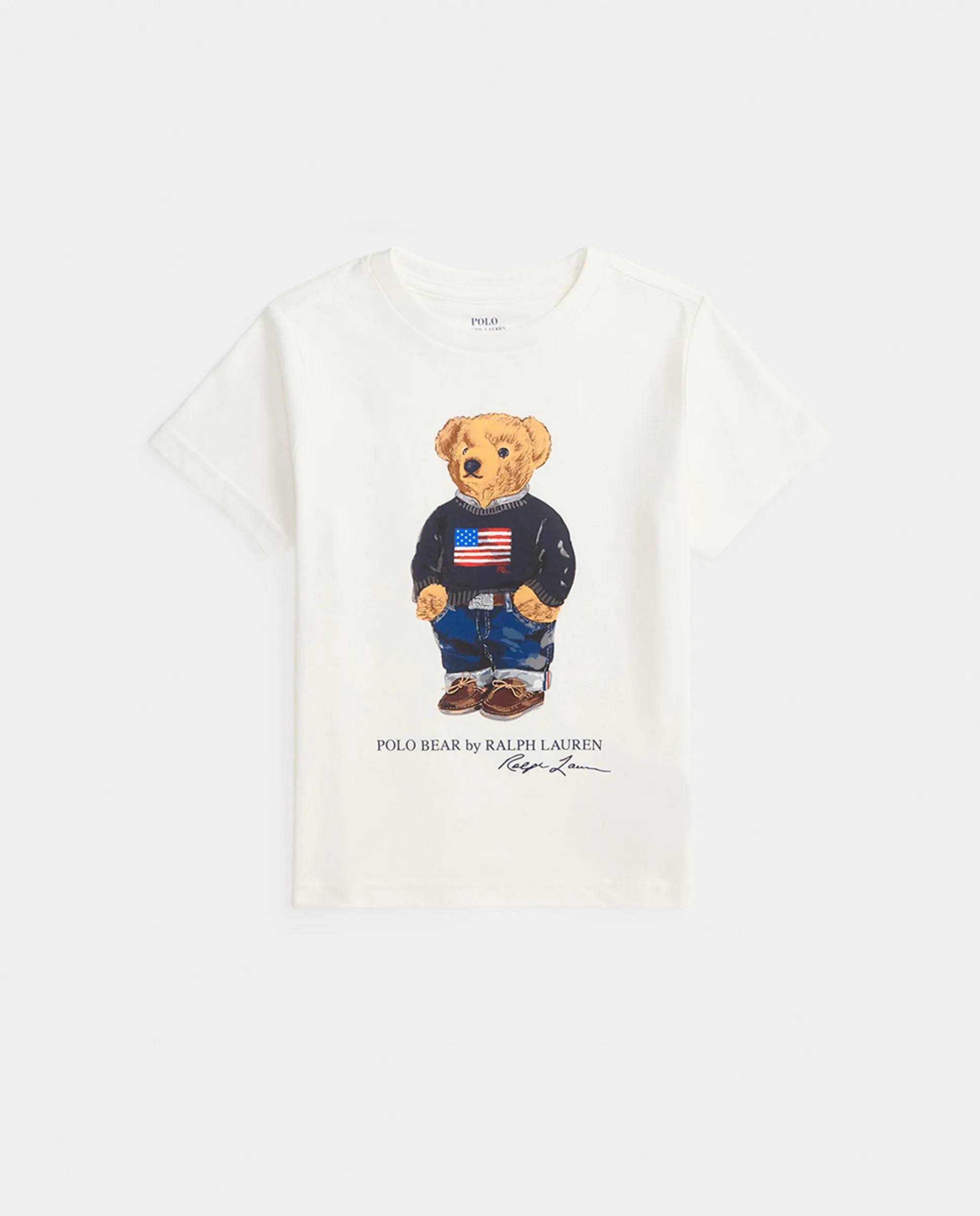 

Детская хлопковая футболка с медвежонком Поло Polo Ralph Lauren, белый