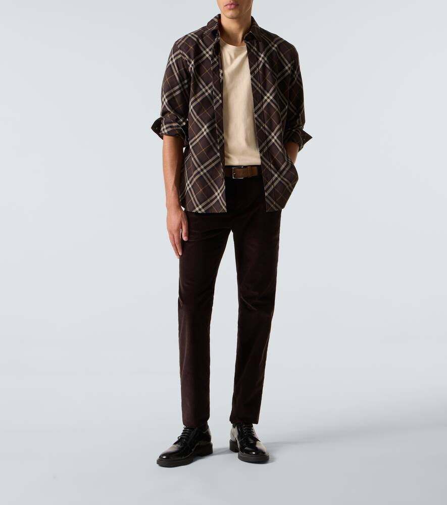 Брюки Burberry хлопковые узкие вельветовые, Clove коричневый — фото 2