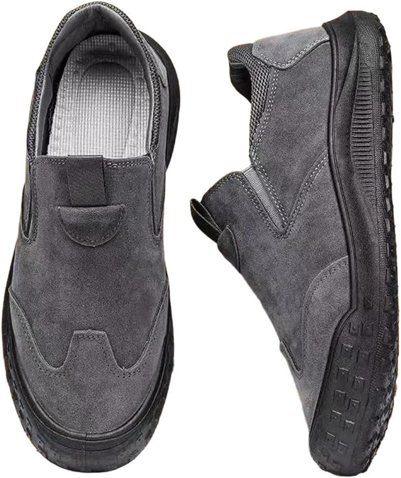 

Мужские кроссовки из кожи, слипоны для вождения, лоферы, низкие туфли с защитой Generic, серый