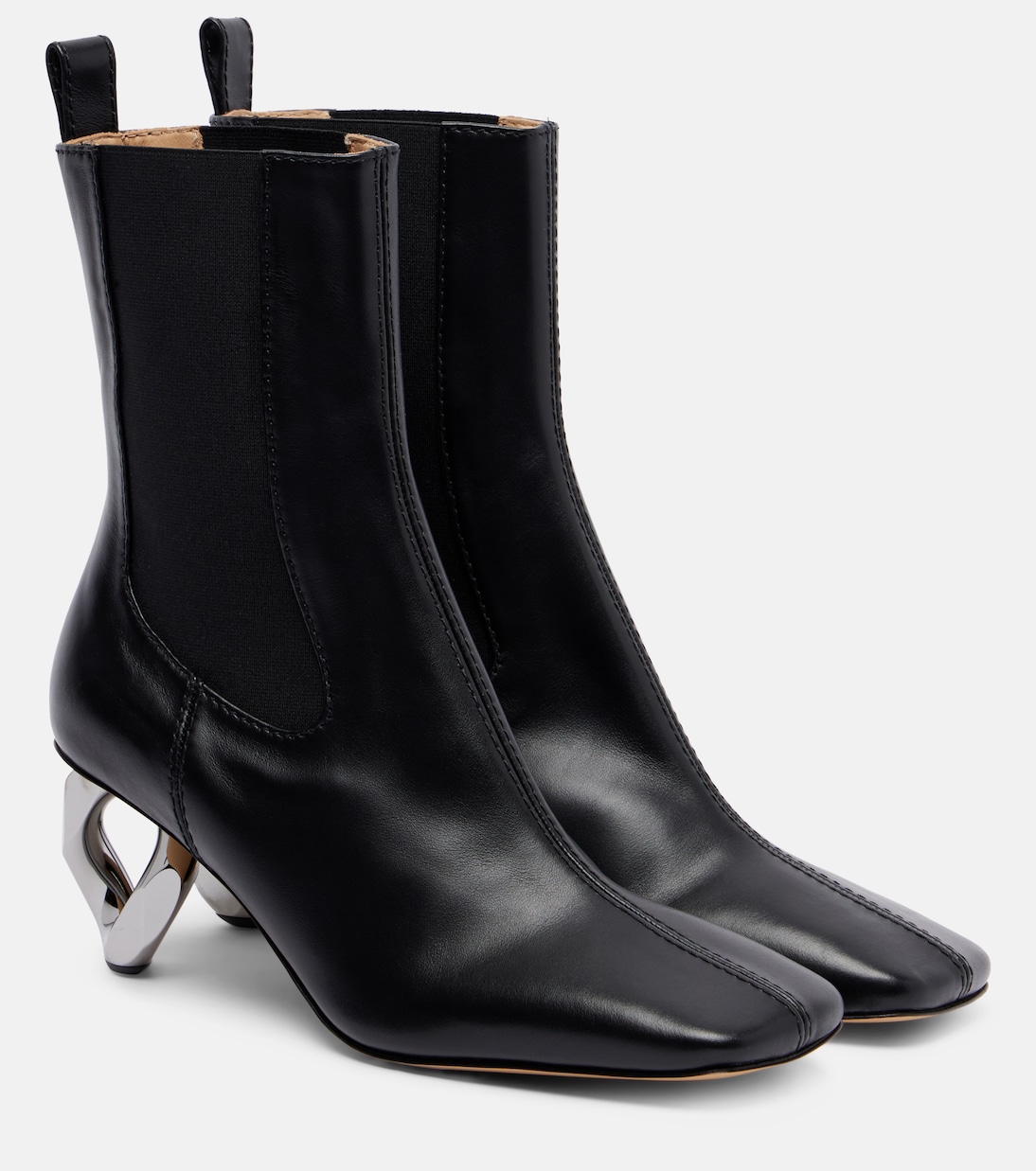 Кожаные ботинки до щиколотки на цепочке JW Anderson, черный