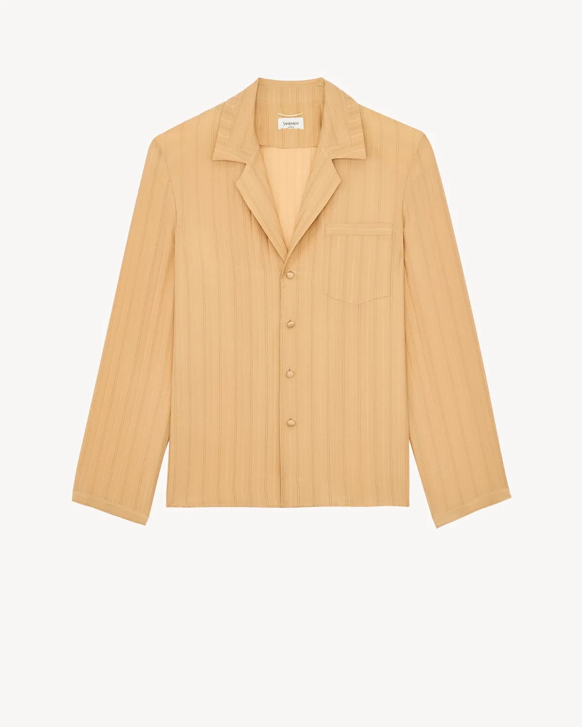 Верхняя часть пижамы из шелка в полоску SAINT LAURENT, бежевый