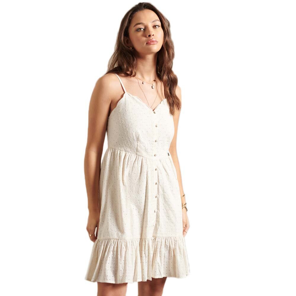 

Платье Superdry Broderie Mini Short, бежевый