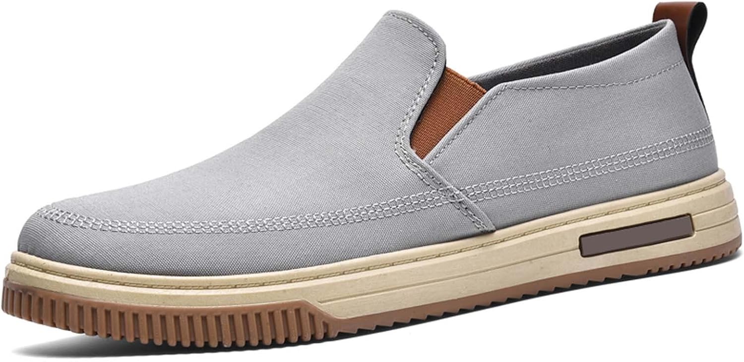 

Мужские повседневные слипоны для ходьбы, удобные, легкие, дышащие лоферы на плоской подошве для ежедневного ношения и на улице Generic, светло-серый