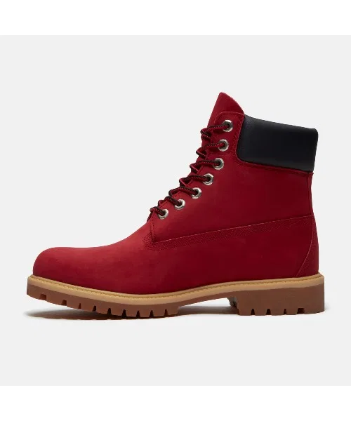 Ботинки Timberland 6 дюймов Premium Waterproof из нубука, красные — фото 4