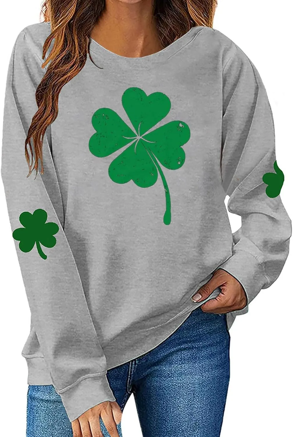 

Свитшот Mzkdieey St. Patrick's Day для женщин, Lucky Shamrock, оверсайз