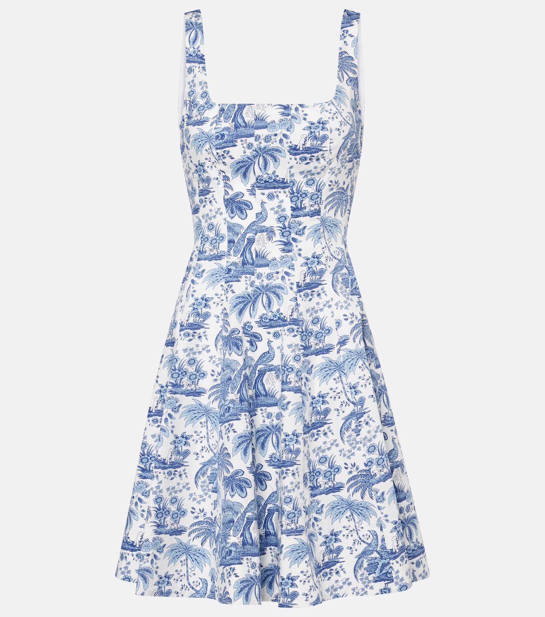 

Мини-платье из хлопка с цветочным принтом Wells Staud, Blue Toile