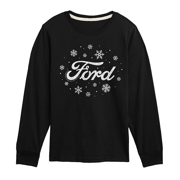 

Футболка с длинным рукавом Ford logo snowflakes для мальчиков 8-20 Licensed Character, Black