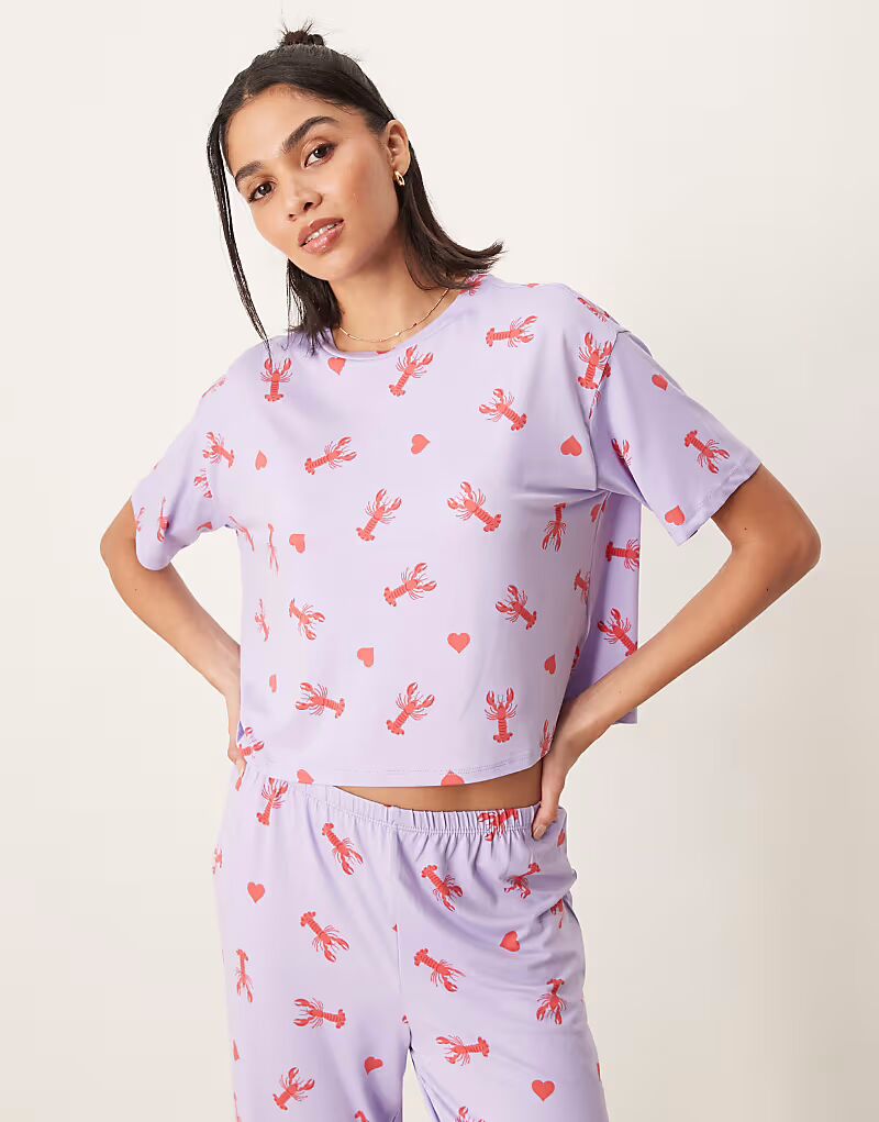 

Укороченная футболка свободного кроя Urban Threads с принтом в виде сердца-лобстера