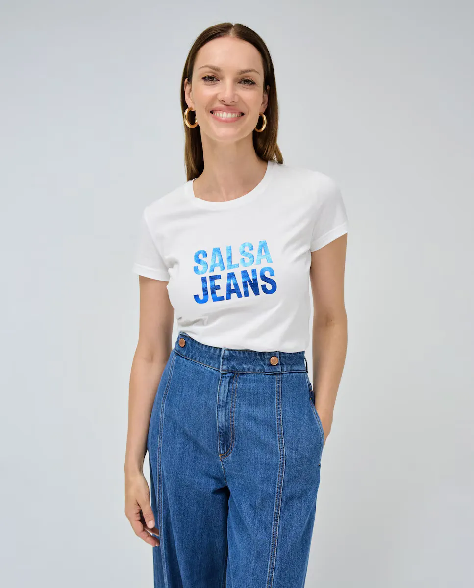 

Футболка женская облегающего кроя с логотипом Salsa Jeans, синий