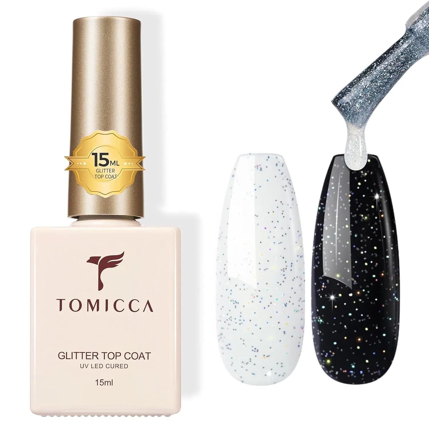 Глиттерный топ для гель-лака TOMICCA UV Gel, 15 мл Tomicca, 15 Ml Glitter Top Coat