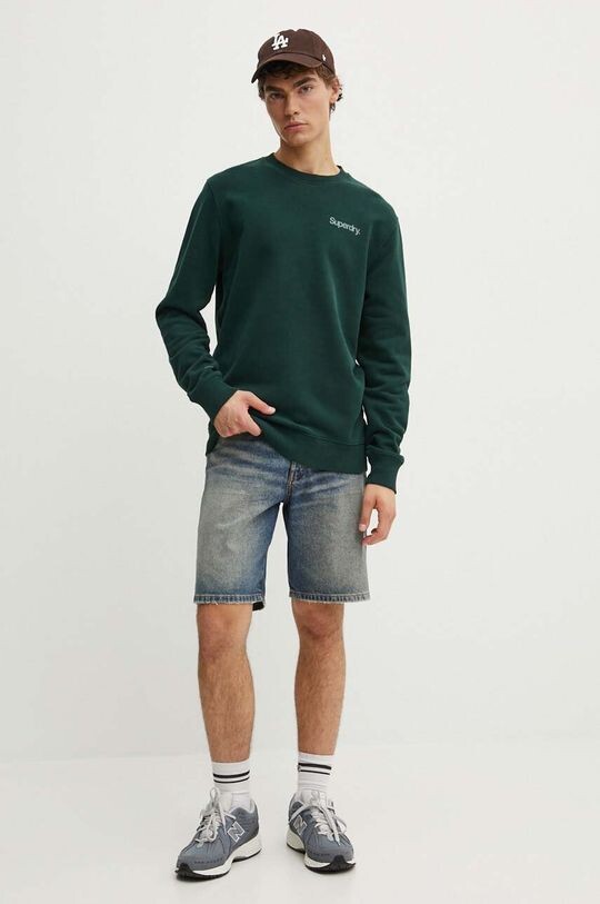 Хлопковая толстовка Superdry, зеленый — фото 2