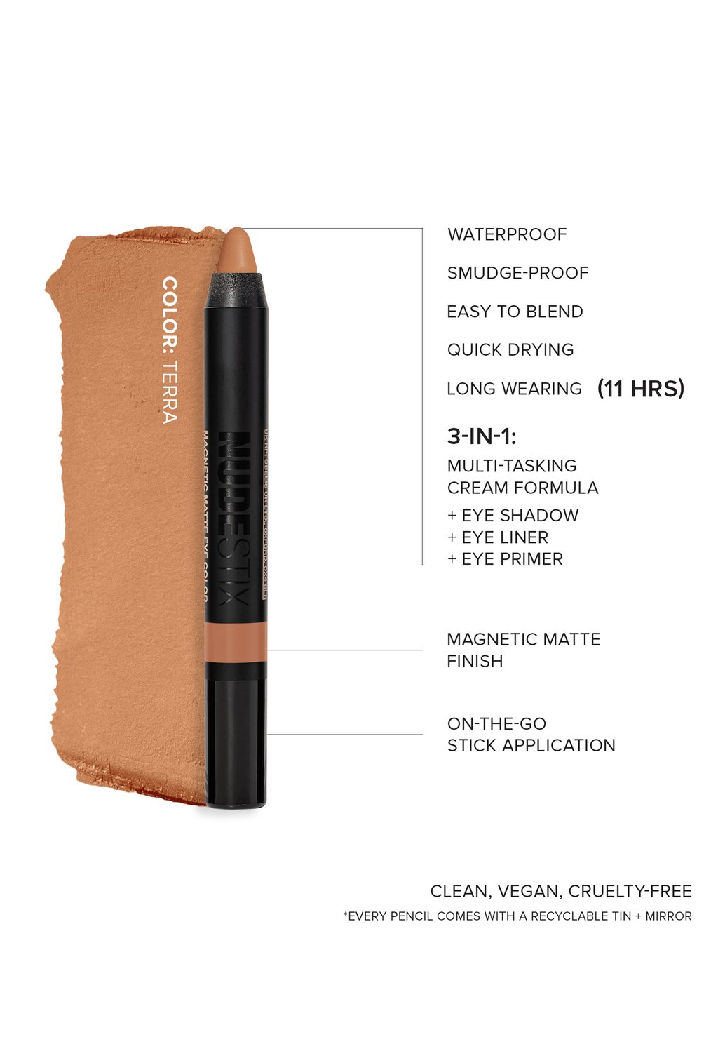 

Карандаши для бровей Magnetic Matte Eye Color NUDESTIX, земля