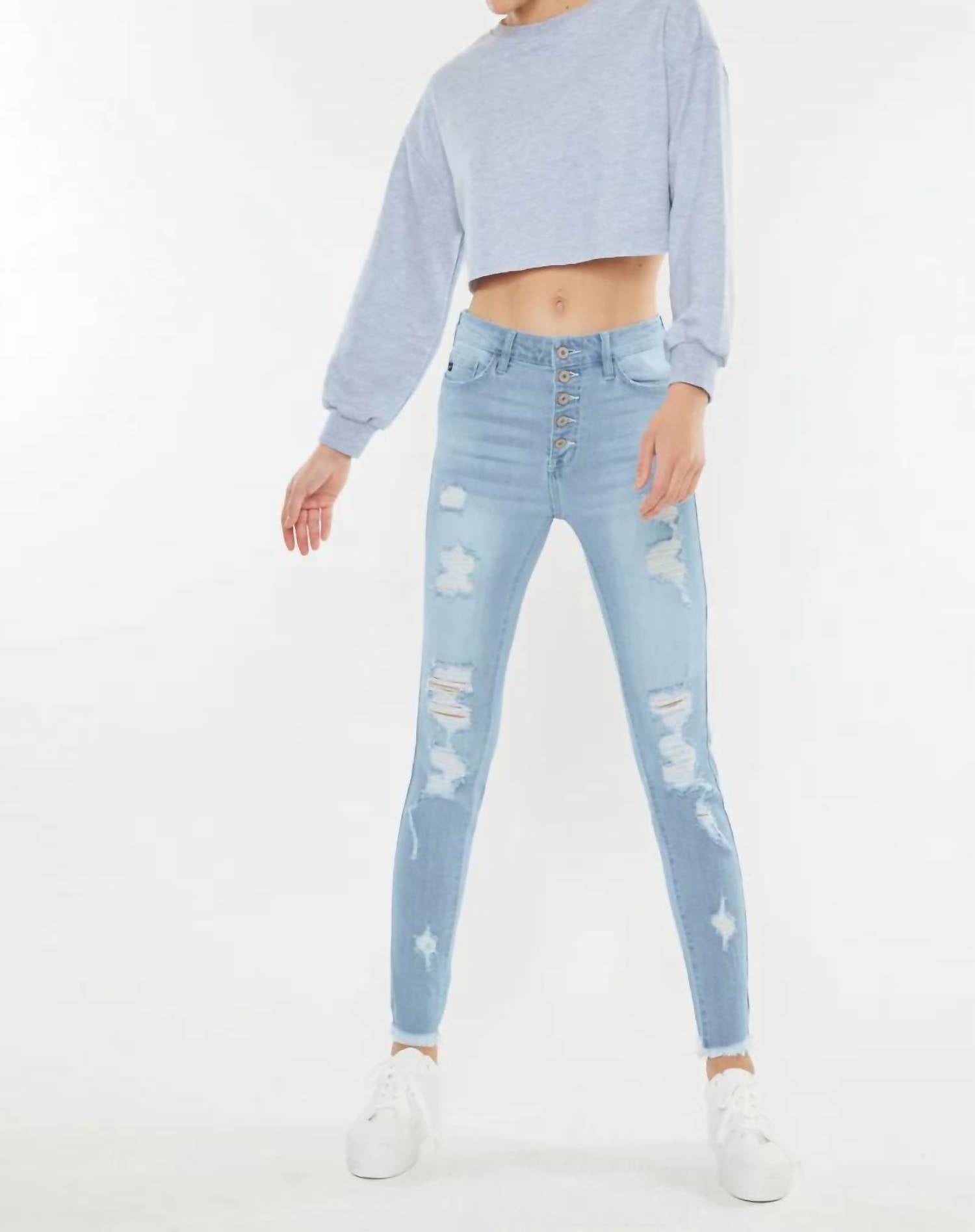 

Джинсы Lola High Rise Super Skinny в цвете Light Stone Wash KanCan