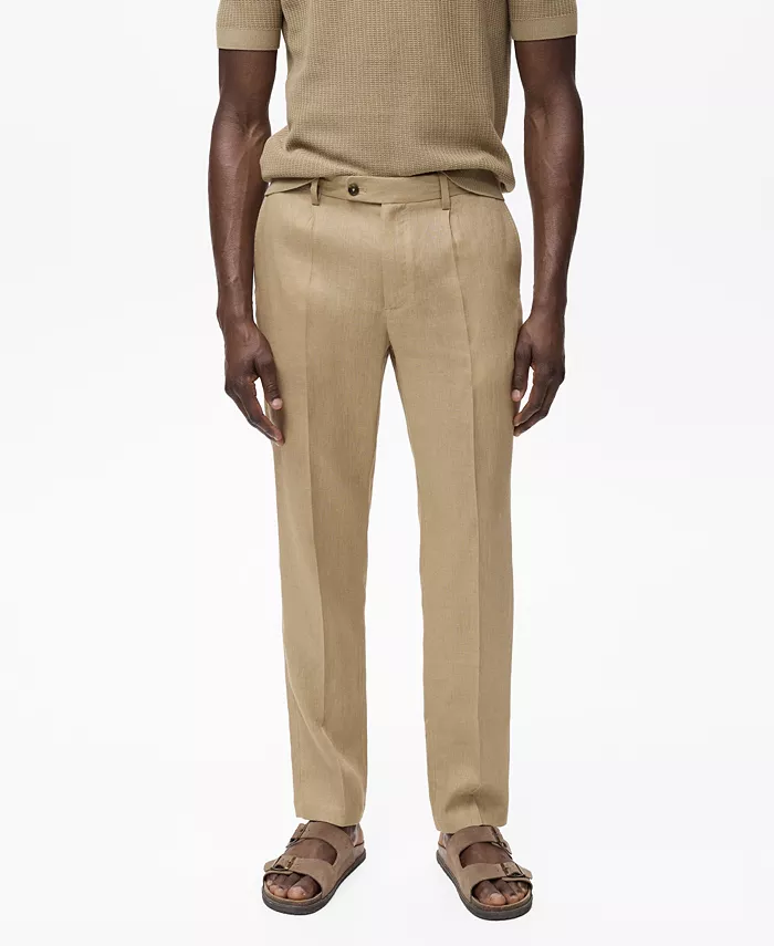 

Мужские брюки Slim-Fit из льна Mango, загар/бежевый