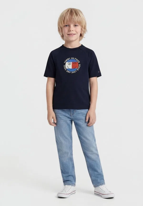 Забавная футболка с принтом в виде флага Tommy Hilfiger, Dark Night Navy