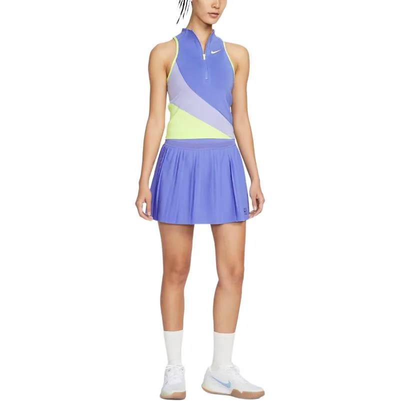 Футболка теннисная женская Dri-FIT Court Slam Nike, Sapphire Blue/Light Mustard/Light Lemon/White — фото 3