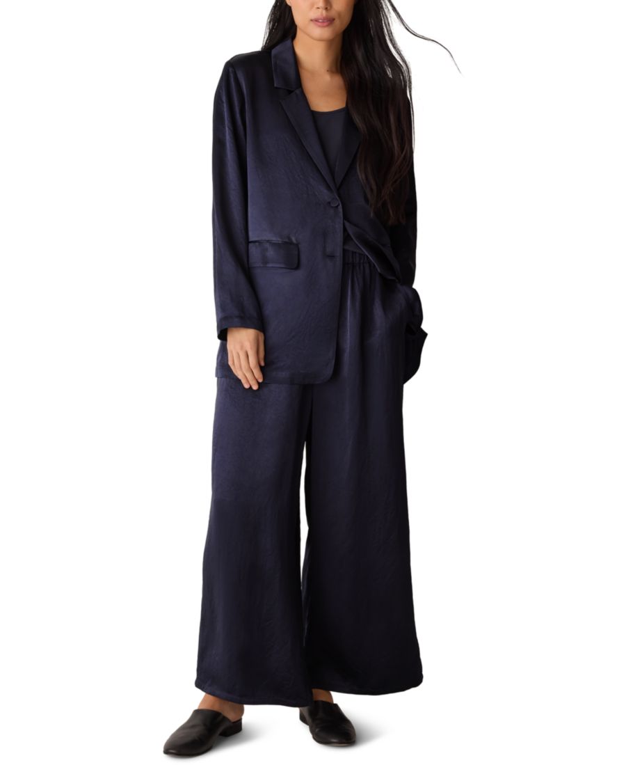 

Женский атласный блейзер с воротником-стойкой Eileen Fisher, Ink