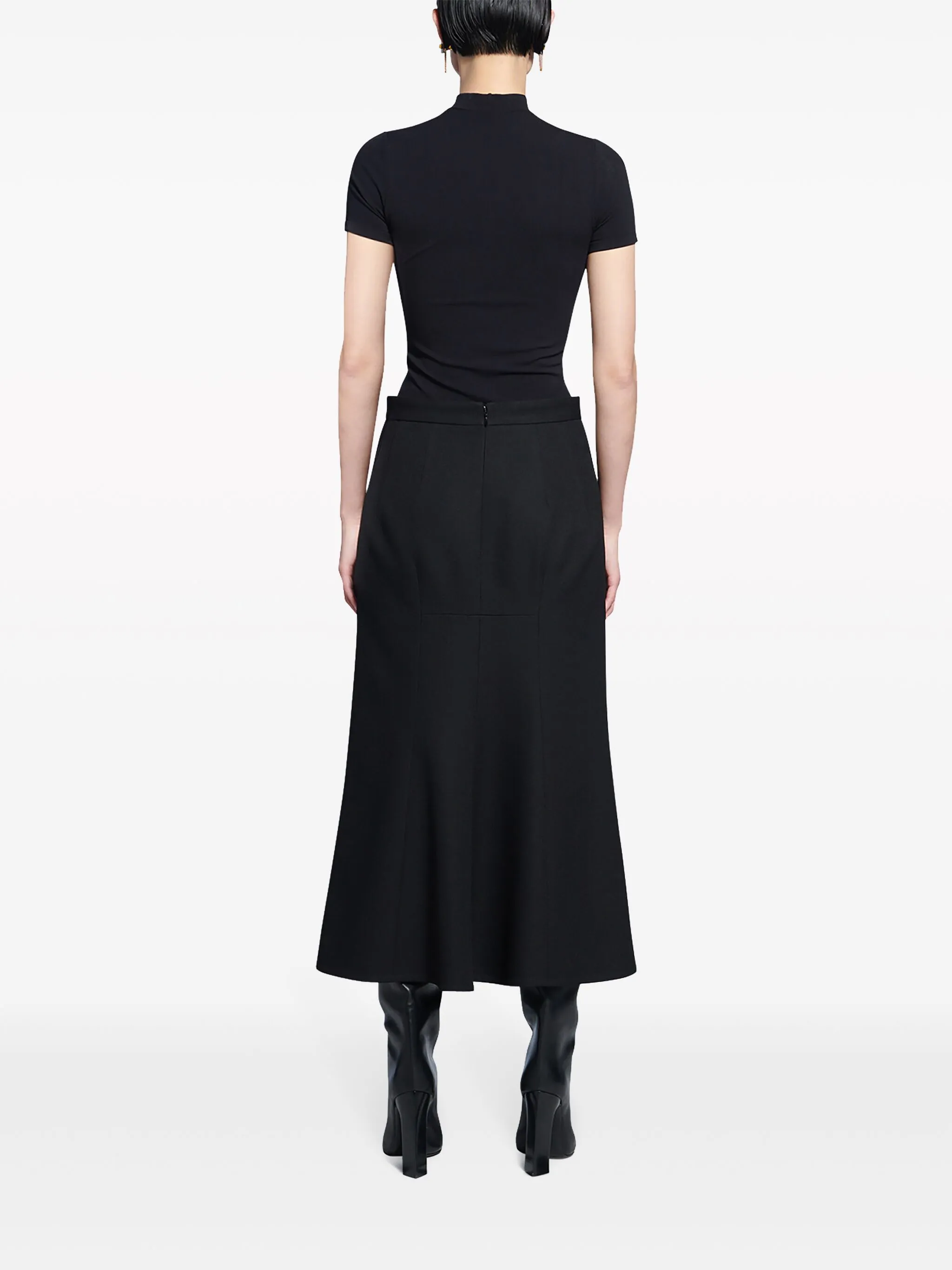 Шерстяная юбка А-силуэта Balenciaga, черный — фото 4