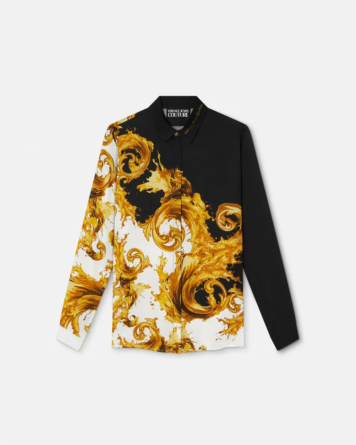 Рубашка из вискозы с принтом и саржевым переплетением VERSACE, мультиколор