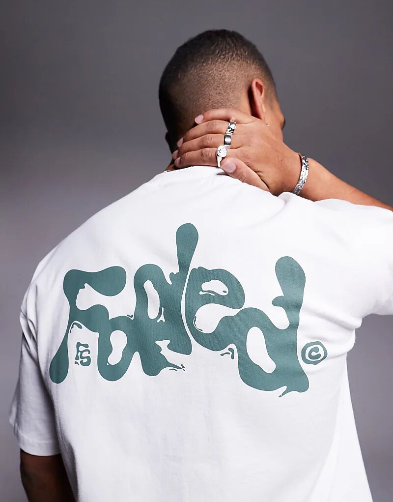

Футболка с контрастным жидким логотипом на спине белого цвета Faded Store