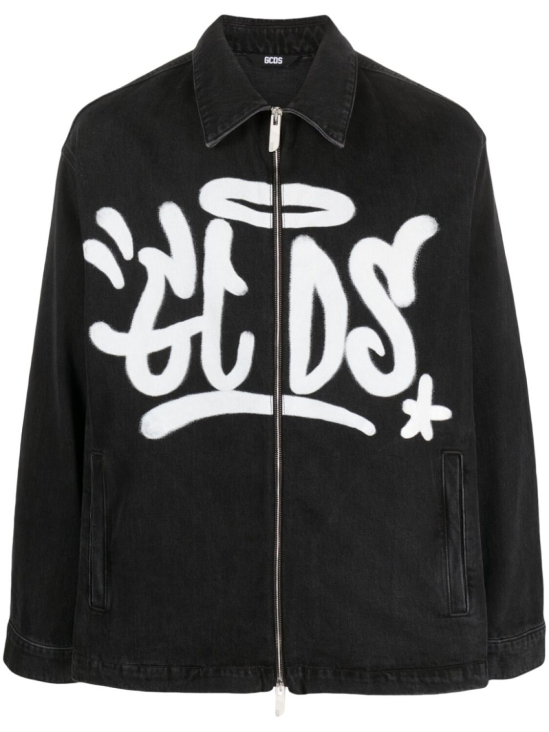 

Gcds grafitti-print cotton denim jacket, черный