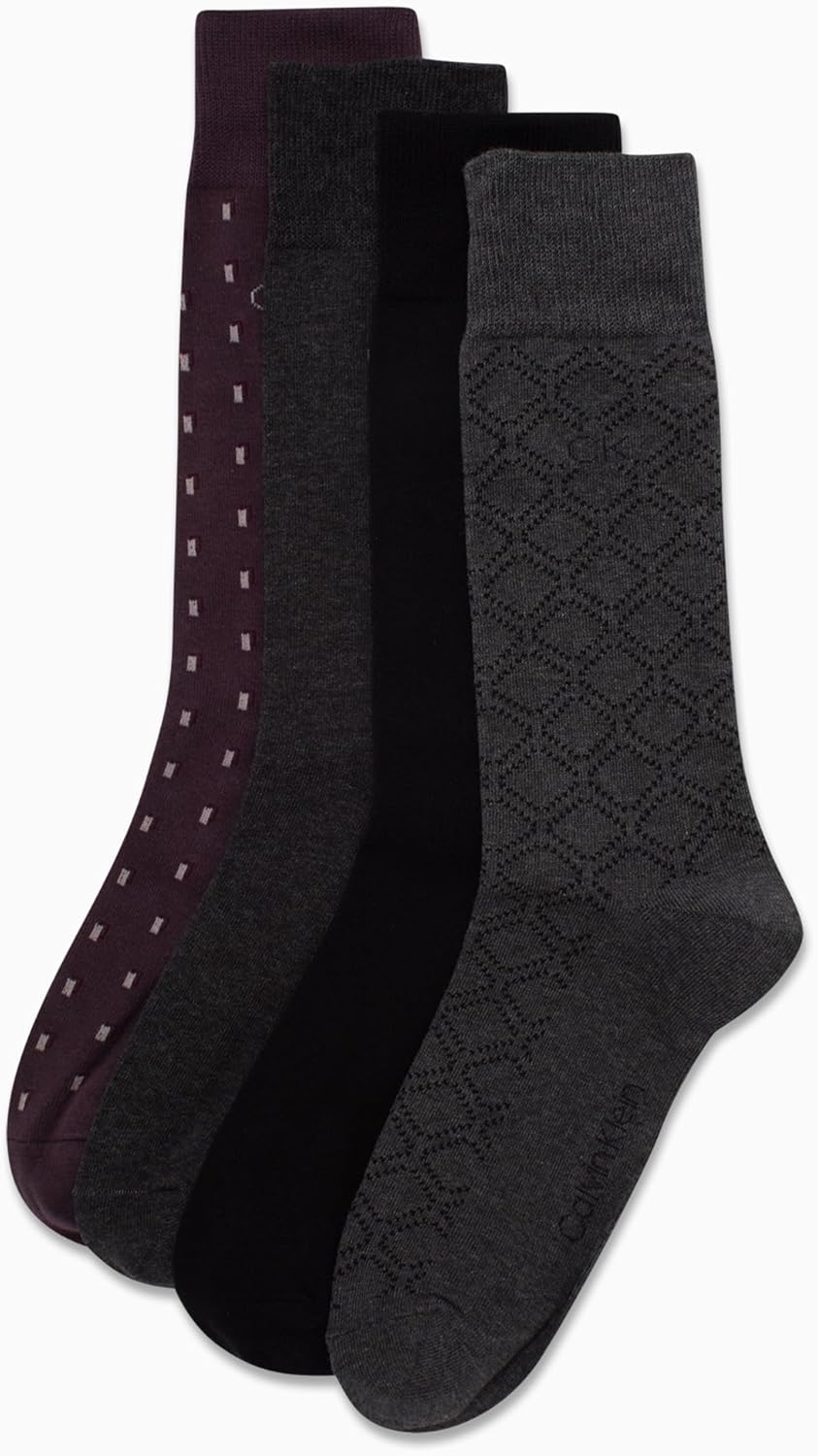 Мужские носки Calvin Klein Crew Socks - 4 пары, легкие, влагоотводящие, мягкие, спортивные носки для мужчин, для занятий спортом и бега, Heather Grey — фото 4