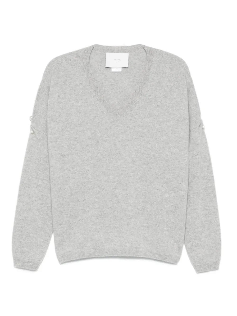 

Джемпер с искусственным жемчугом и V-образным вырезом Vanisè, серый