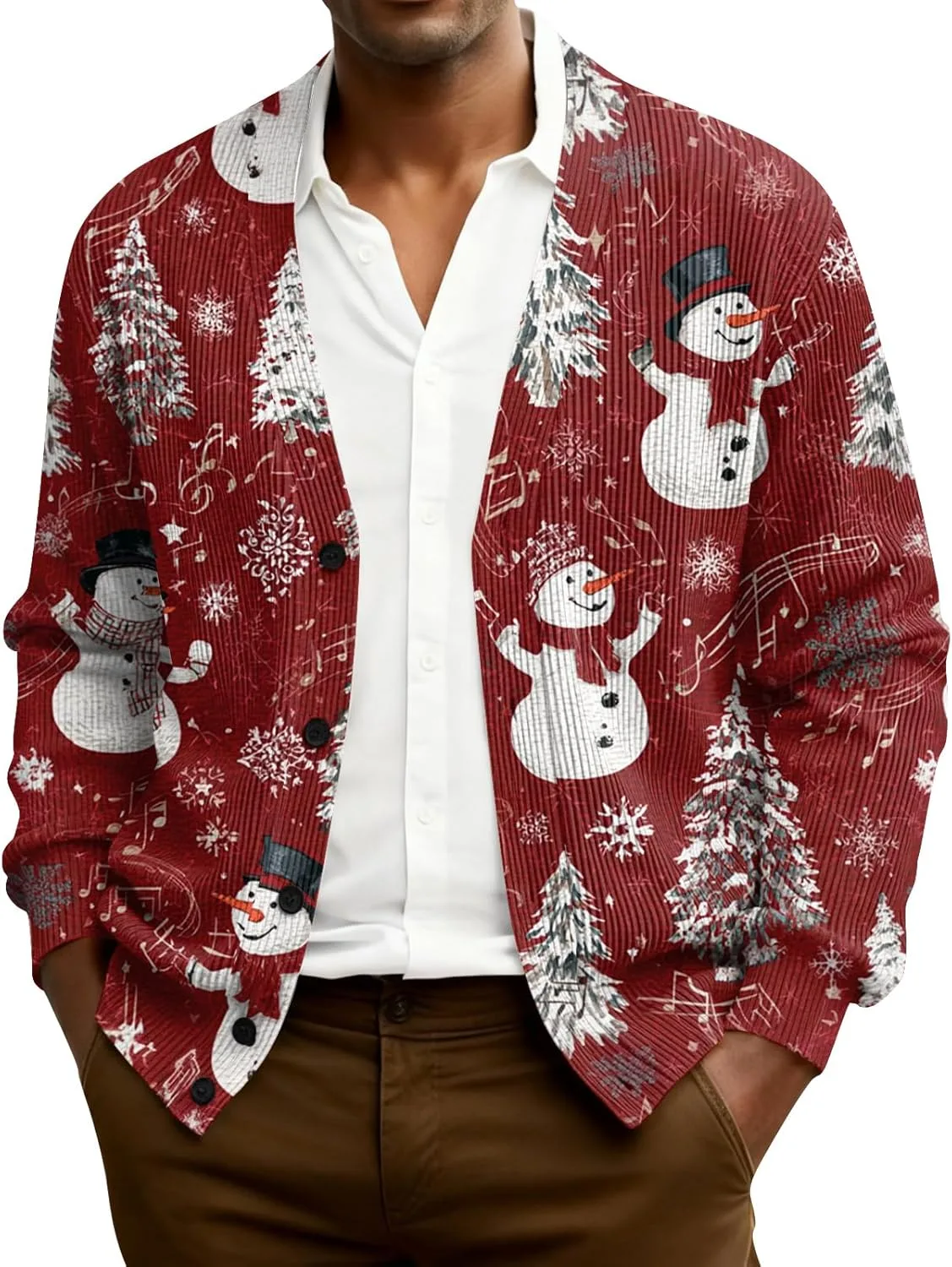 

Мужской кардиган с длинными рукавами и праздничным звездным принтом