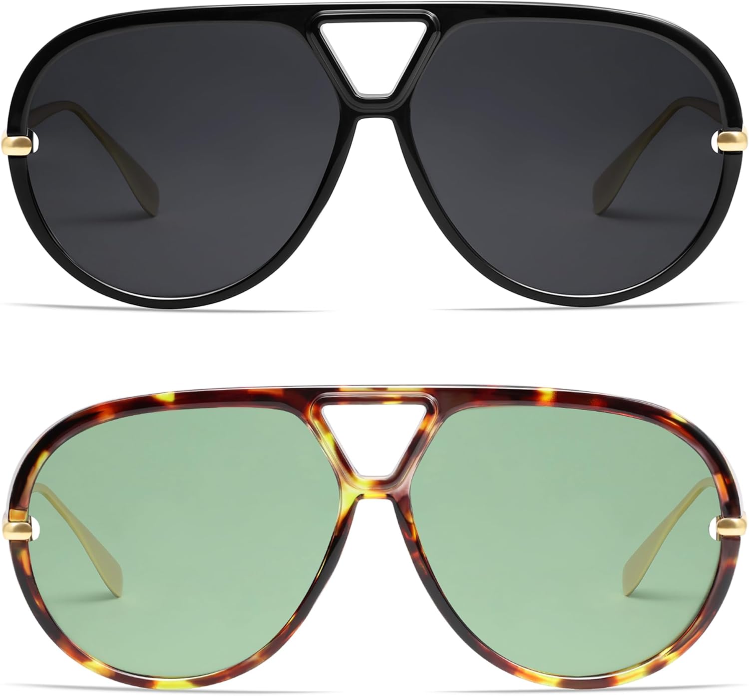 

Солнцезащитные очки-авиаторы VANLINKER большого размера, модные, поляризованные, для женщин и мужчин, ретро, ​​круглые, винтажные, в форме щита VL9798, 2 Pack-c1+c4-black/Grey&tortoise/Green
