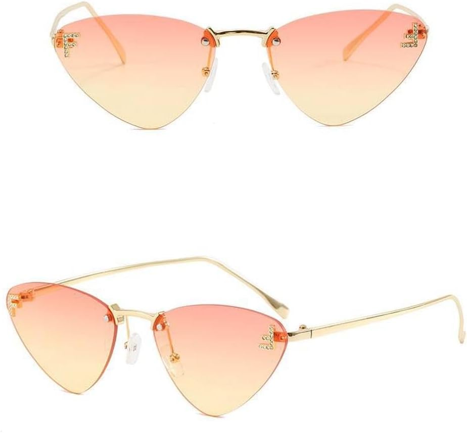 

Солнцезащитные очки без оправы «кошачий глаз» для женщин, винтажные линзы Ocean, модные, стильные, роскошные солнцезащитные очки с градиентным переходом цвета generic, Cyan Pink