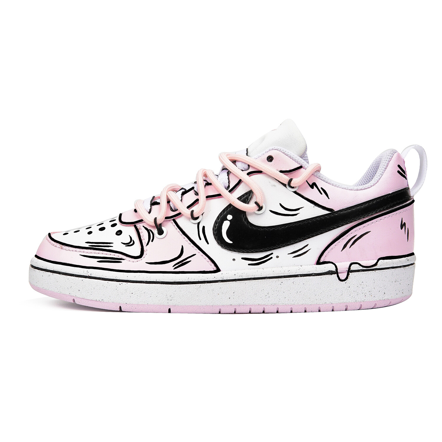 

Кроссовки Nike Court Borough Series Skateboard Shoes Women's Low-Top Pink White Black