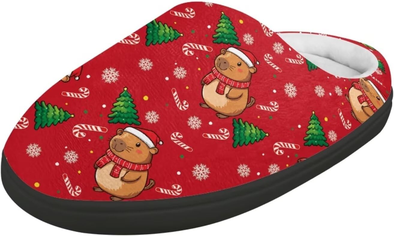 

POLERO Милые тапочки для детей, девочек, зимние теплые домашние тапочки, детские тапочки для мальчиков, Xmas Capybara