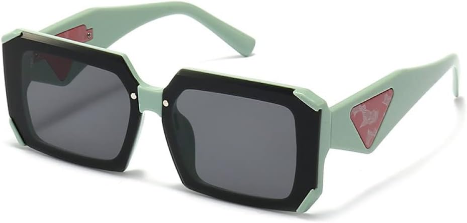 

Солнцезащитные очки треугольной формы для мужчин, очки для вождения, женские солнцезащитные очки в винтажном стиле без оправы с леопардовым принтом, защита от УФ-излучения UV400 LANGSER, Green Gray