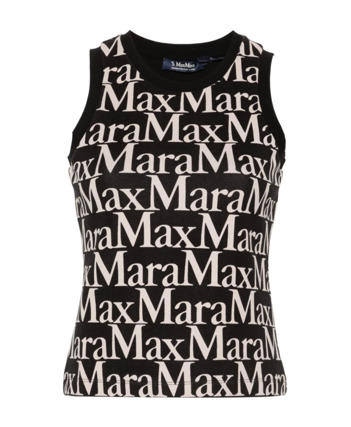 

Хлопковый топ без рукавов с логотипом Max Mara, мультиколор