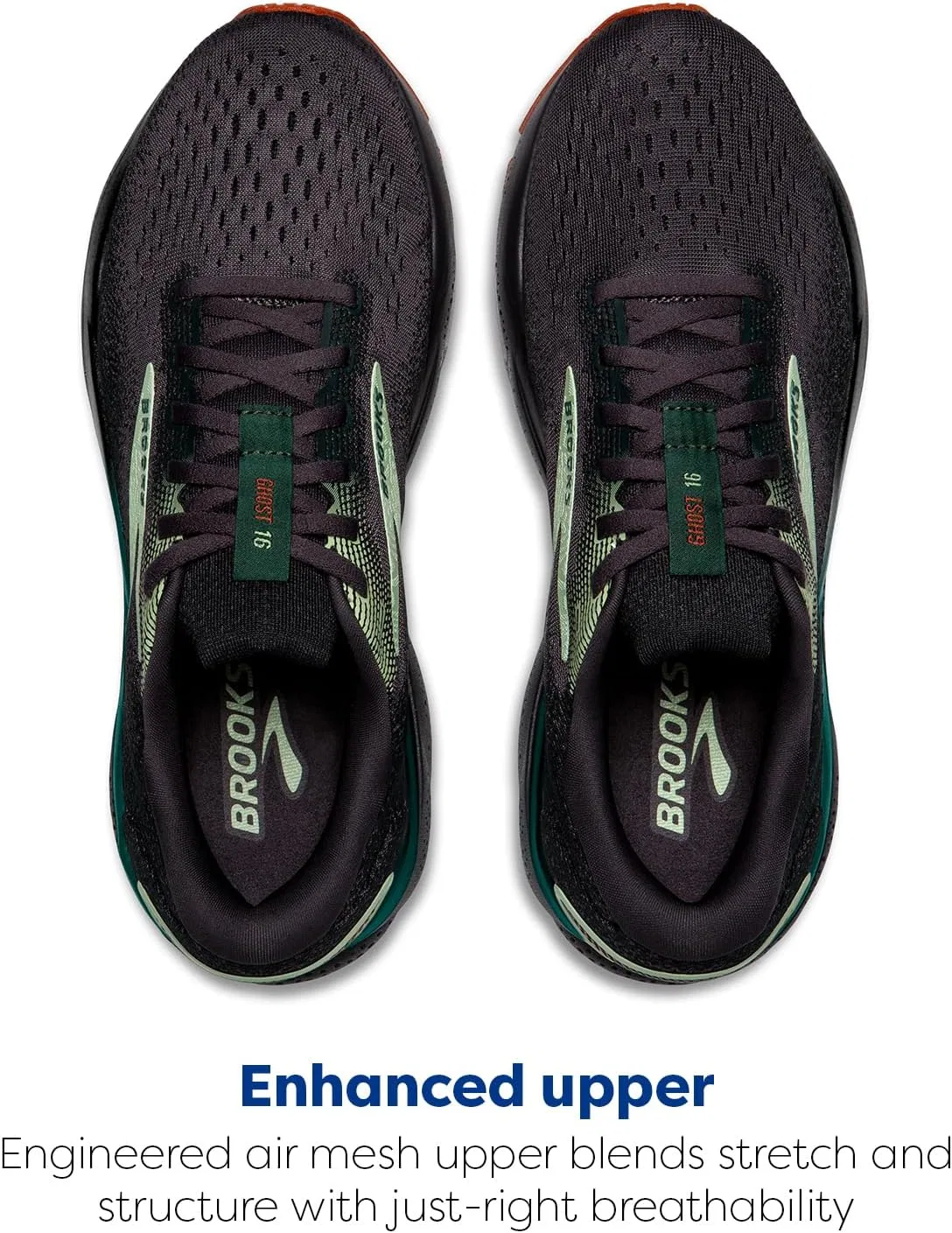 Мужские кроссовки Brooks Ghost 16, Blackened Pearl June Bug Green — фото 4
