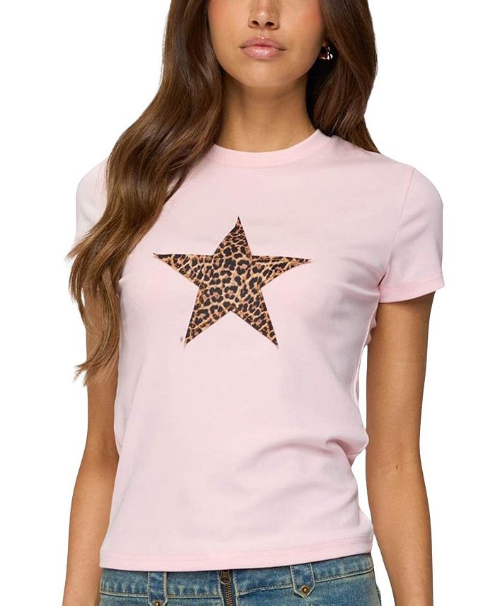 

Футболка Narla Leopard Star Edikted, розовый