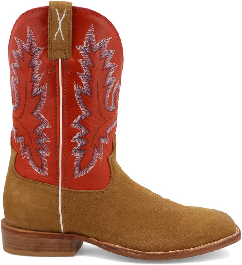 Ковбойские сапоги Twisted X Men's Tech X с широким квадратным носком - Mxtl001, Roughout Tan & Cherry — фото 3