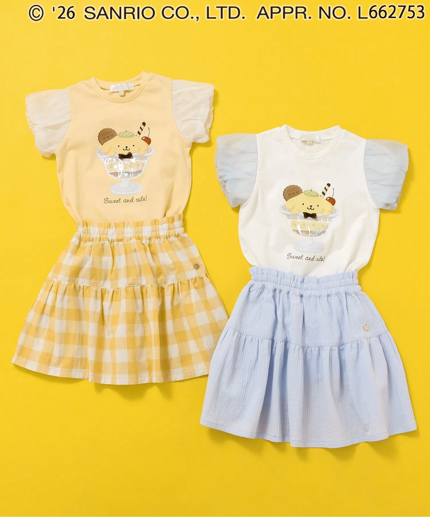 Футболка для девочек Sanrio Помпо-пурин с паффами, белая — фото 2