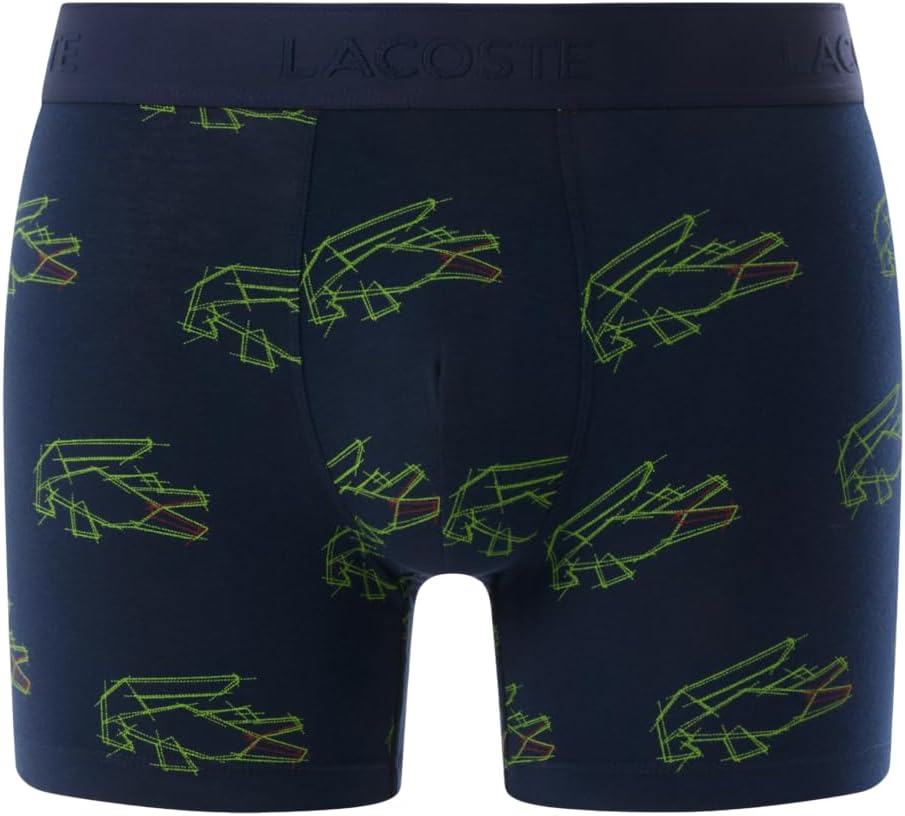 

Lacoste мужские боксеры Cotton Stretch Print Animation, Navy Blue/Light Green/Red